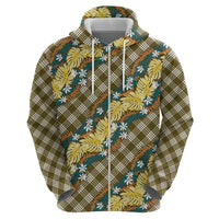 Polynesian Monstera Tiare Floral Hoodie Yellow Tropical Plaid - Polynesian Pride