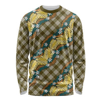 Polynesian Monstera Tiare Floral Long Sleeve Shirt Yellow Tropical Plaid - Polynesian Pride