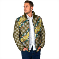 Polynesian Monstera Tiare Floral Padded Jacket Yellow Tropical Plaid - Polynesian Pride