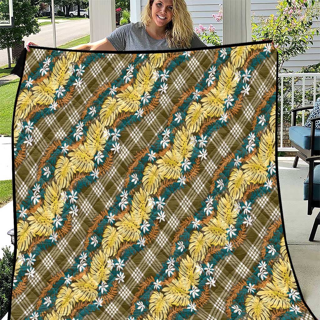 Polynesian Monstera Tiare Floral Quilt Yellow Tropical Plaid LT01 Yellow - Polynesian Pride
