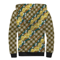 Polynesian Monstera Tiare Floral Sherpa Hoodie Yellow Tropical Plaid - Polynesian Pride