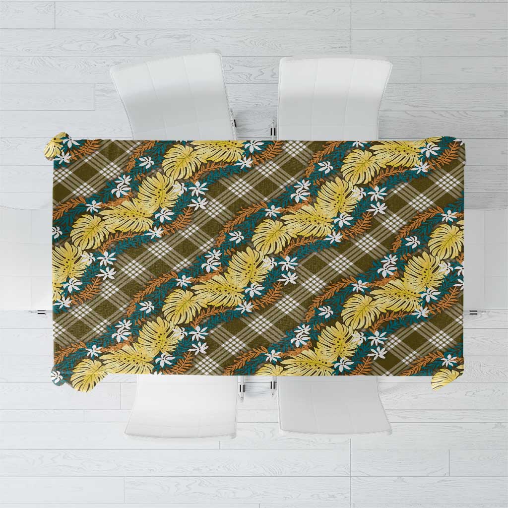 Polynesian Monstera Tiare Floral Tablecloth Yellow Tropical Plaid LT01 Yellow - Polynesian Pride