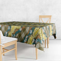 Polynesian Monstera Tiare Floral Tablecloth Yellow Tropical Plaid - Polynesian Pride