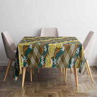 Polynesian Monstera Tiare Floral Tablecloth Yellow Tropical Plaid - Polynesian Pride