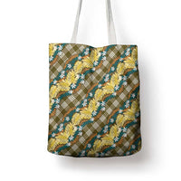 Polynesian Monstera Tiare Floral Tote Bag Yellow Tropical Plaid - Polynesian Pride
