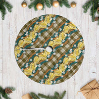 Polynesian Monstera Tiare Floral Tree Skirt Yellow Tropical Plaid - Polynesian Pride