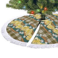 Polynesian Monstera Tiare Floral Tree Skirt Yellow Tropical Plaid - Polynesian Pride