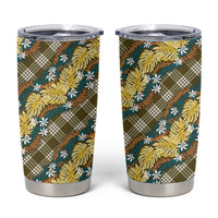 Polynesian Monstera Tiare Floral Tumbler Cup Yellow Tropical Plaid - Polynesian Pride