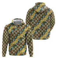 Polynesian Monstera Tiare Floral Zip Hoodie Yellow Tropical Plaid - Polynesian Pride