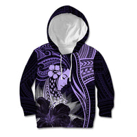 Polynesian Women Day 2024 Kid Hoodie Hibiscus Girl Tribal LT01 Hoodie Purple - Polynesian Pride