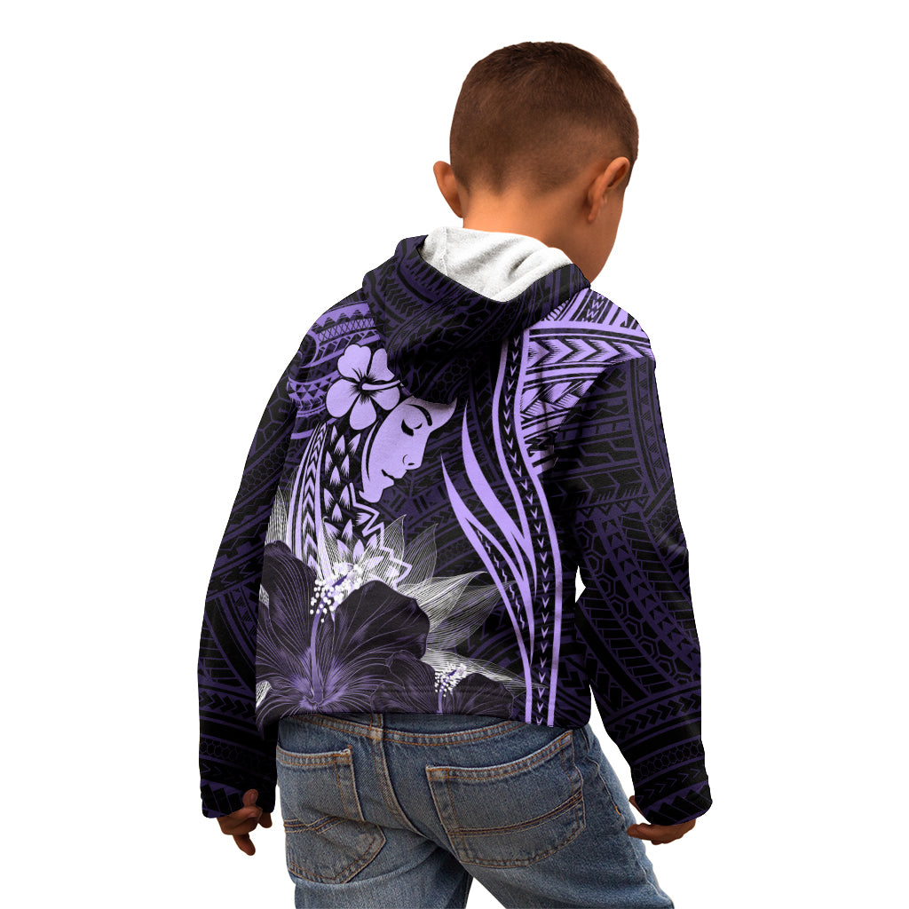 Polynesian Women Day 2024 Kid Hoodie Hibiscus Girl Tribal LT01 - Polynesian Pride
