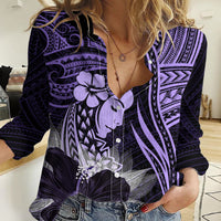 Polynesian Women Day 2024 Women Casual Shirt Hibiscus Girl Tribal LT01 Female Purple - Polynesian Pride