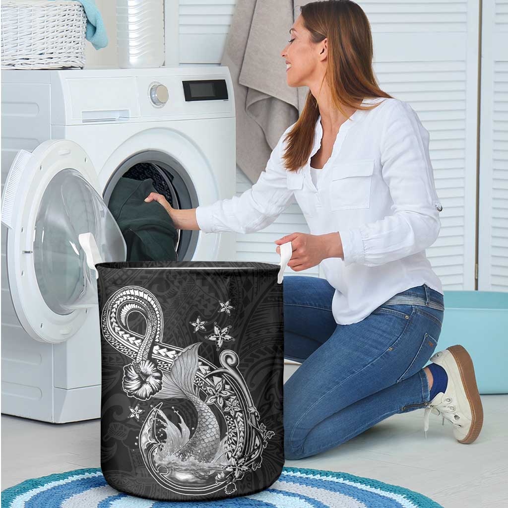 Hawaii Mermaid Monotone Laundry Basket Polynesian Pattern Fish Hook LT01 - Polynesian Pride
