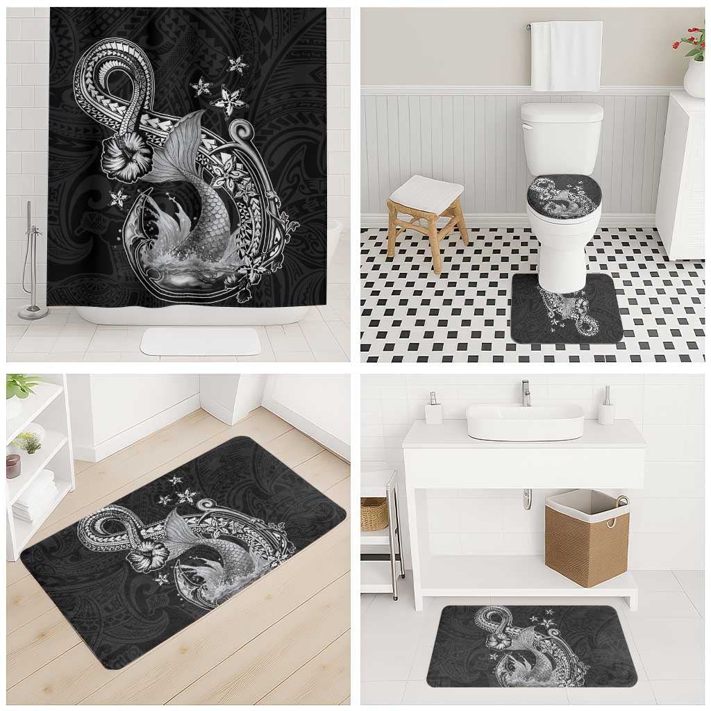 Hawaii Mermaid Monotone Bathroom Set Polynesian Pattern Fish Hook