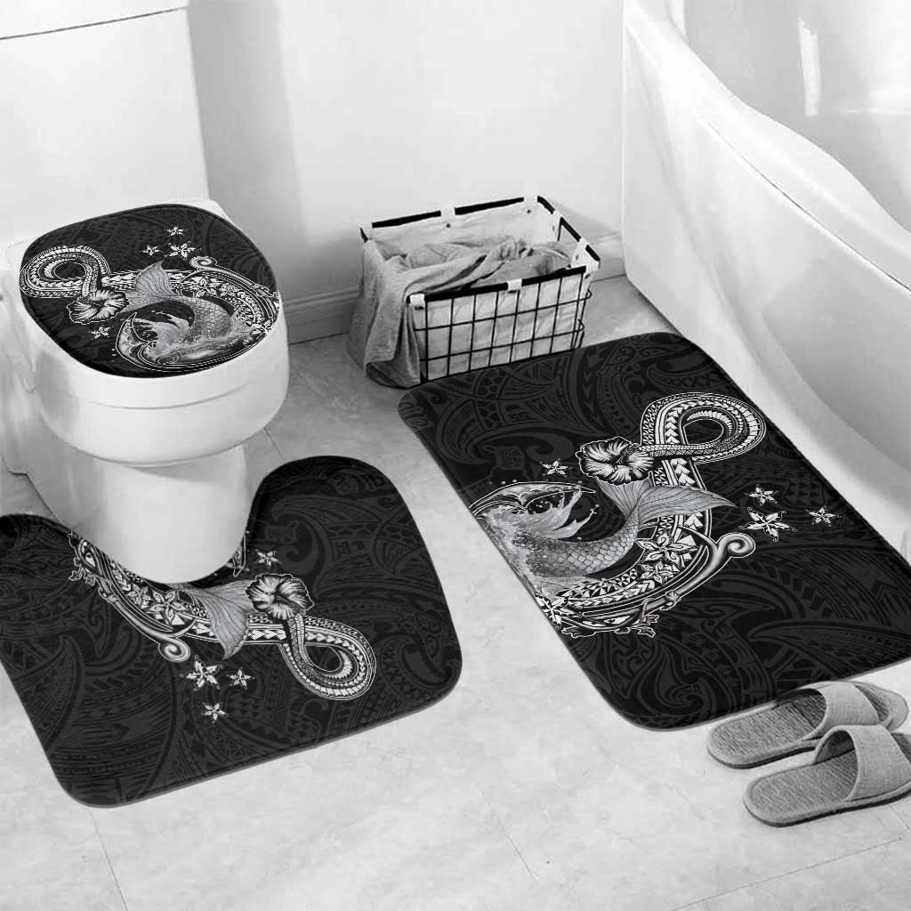 Hawaii Mermaid Monotone Bathroom Set Polynesian Pattern Fish Hook