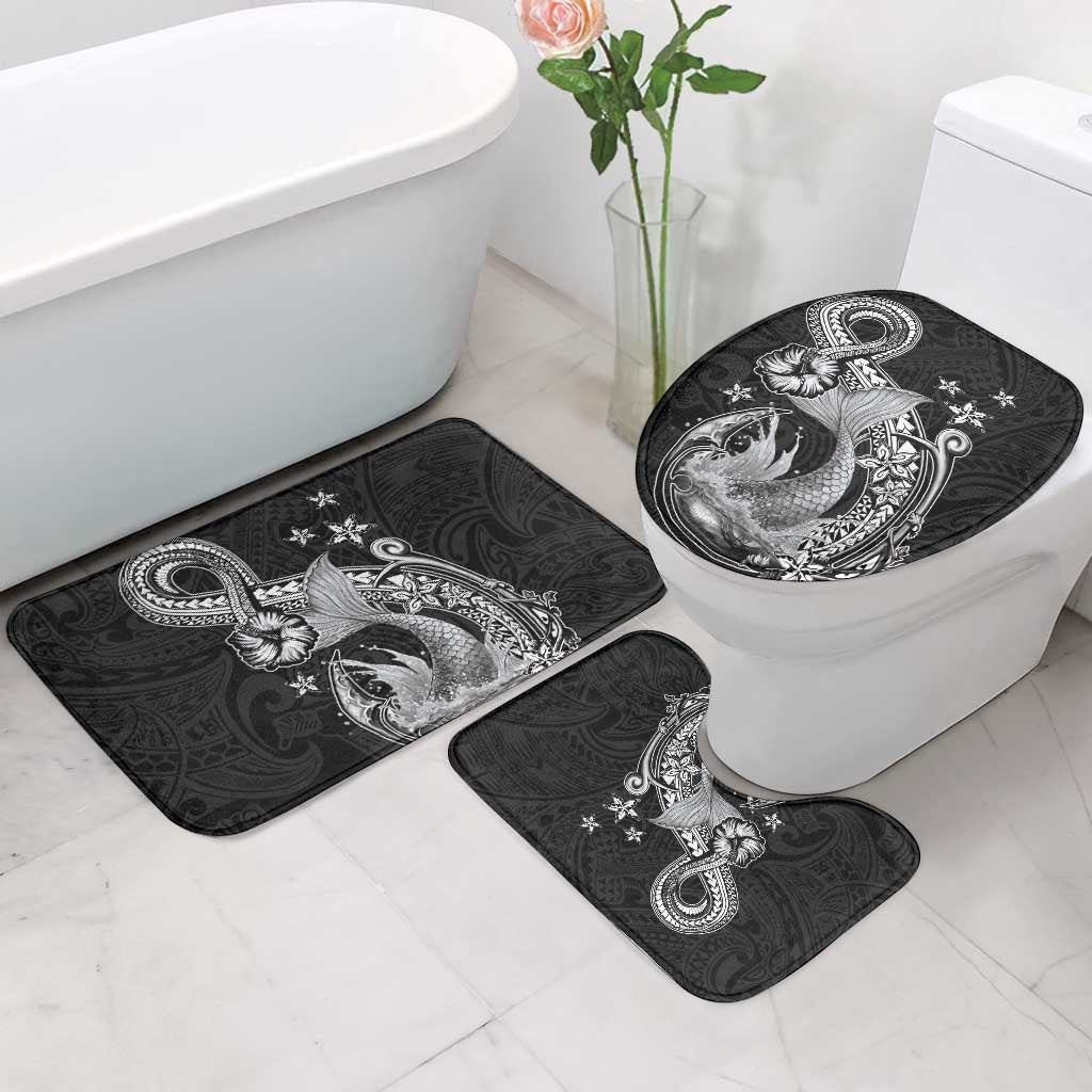 Hawaii Mermaid Monotone Bathroom Set Polynesian Pattern Fish Hook