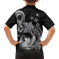 Hawaii Mermaid Monotone Family Matching Puletasi and Hawaiian Shirt Polynesian Pattern Fish Hook