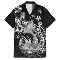 Hawaii Mermaid Monotone Family Matching Puletasi and Hawaiian Shirt Polynesian Pattern Fish Hook