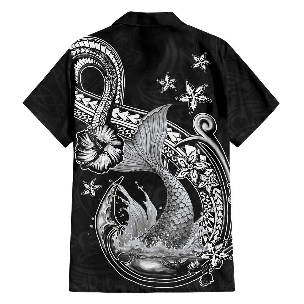 Hawaii Mermaid Monotone Family Matching Puletasi and Hawaiian Shirt Polynesian Pattern Fish Hook
