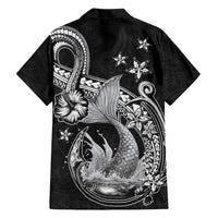 Hawaii Mermaid Monotone Family Matching Puletasi and Hawaiian Shirt Polynesian Pattern Fish Hook