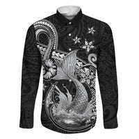 Hawaii Mermaid Monotone Family Matching Puletasi and Hawaiian Shirt Polynesian Pattern Fish Hook