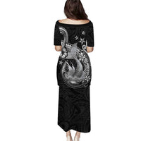 Hawaii Mermaid Monotone Family Matching Puletasi and Hawaiian Shirt Polynesian Pattern Fish Hook