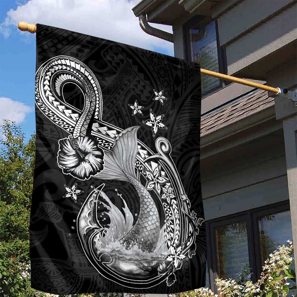 Hawaii Mermaid Monotone Garden Flag Polynesian Pattern Fish Hook