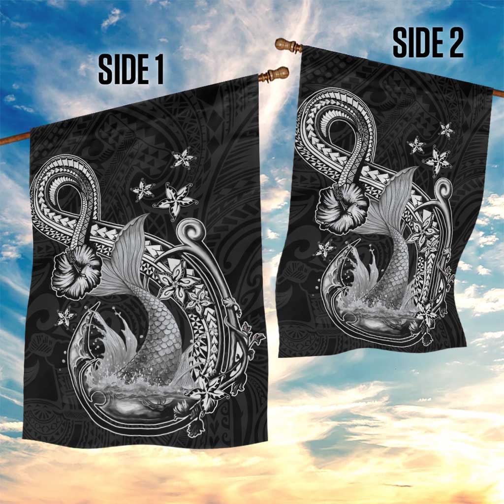 Hawaii Mermaid Monotone Garden Flag Polynesian Pattern Fish Hook