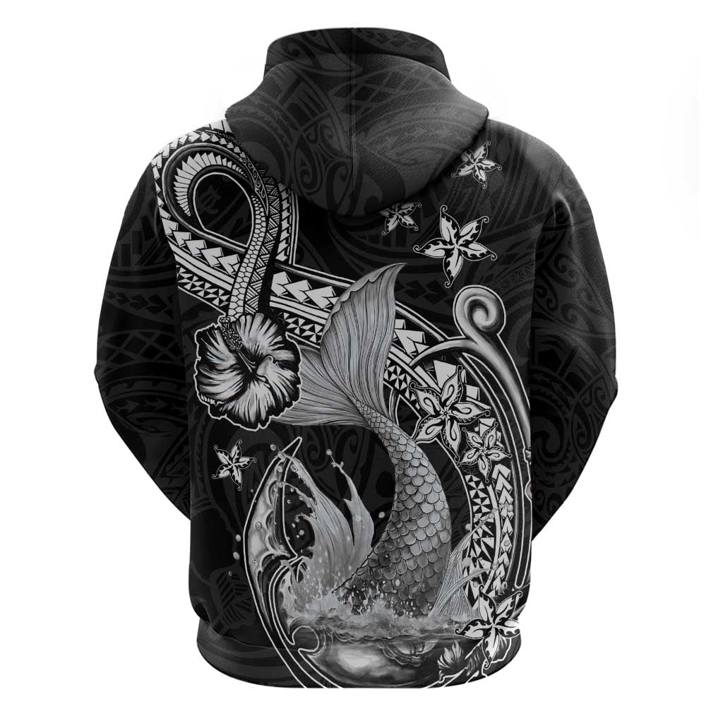 Hawaii Mermaid Monotone Hoodie Polynesian Pattern Fish Hook LT01 - Polynesian Pride