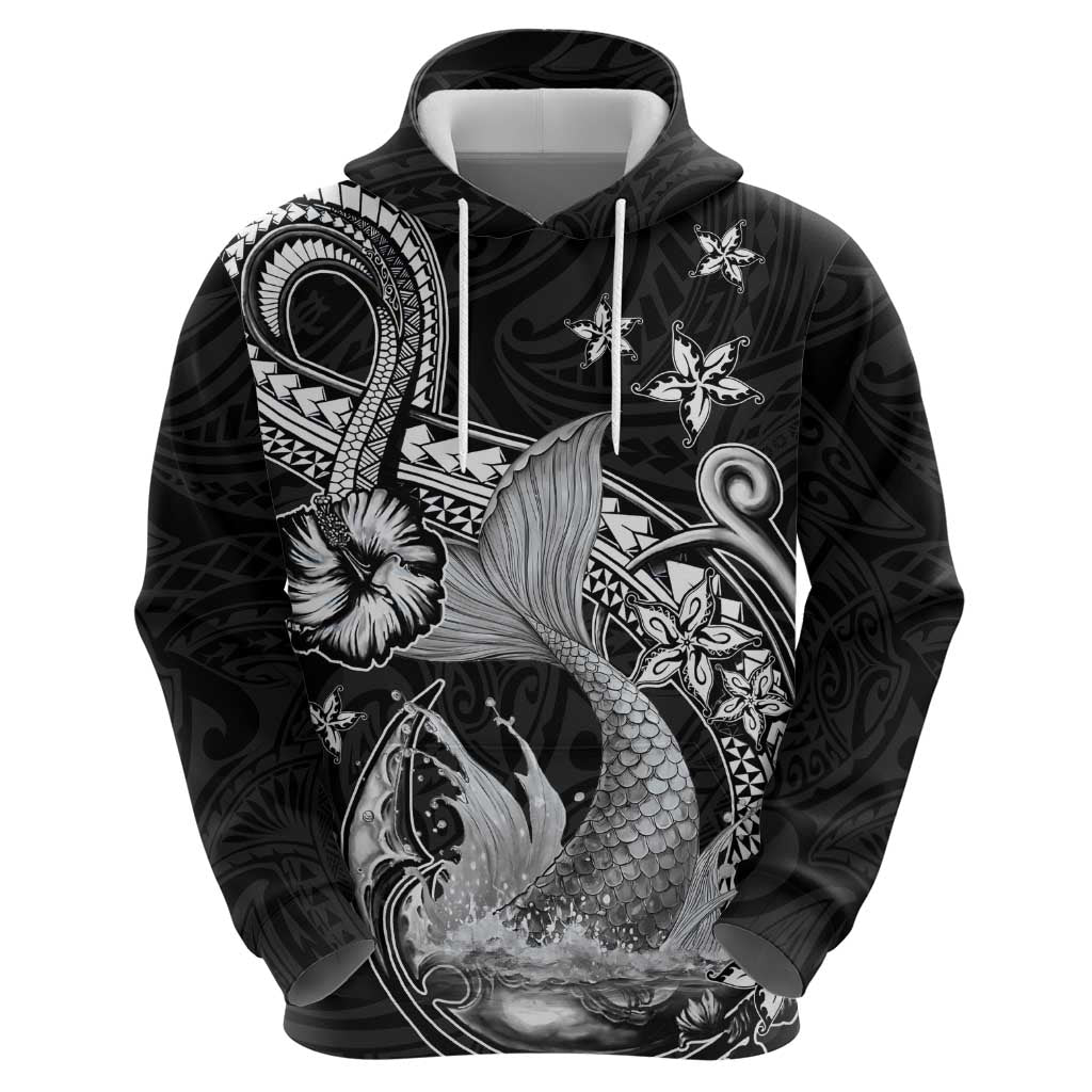 Hawaii Mermaid Monotone Hoodie Polynesian Pattern Fish Hook LT01 - Polynesian Pride