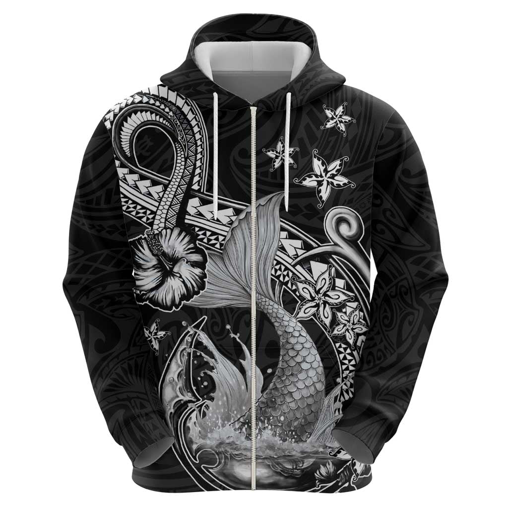 Hawaii Mermaid Monotone Hoodie Polynesian Pattern Fish Hook LT01 - Polynesian Pride