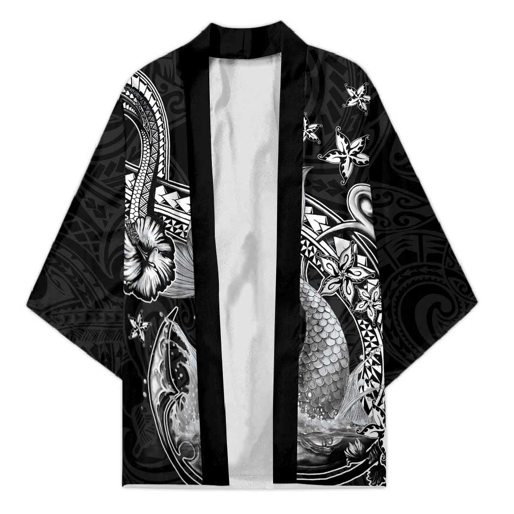 Hawaii Mermaid Monotone Kimono Polynesian Pattern Fish Hook