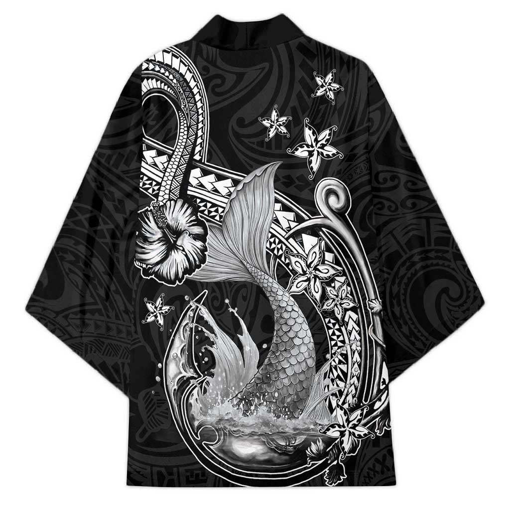 Hawaii Mermaid Monotone Kimono Polynesian Pattern Fish Hook