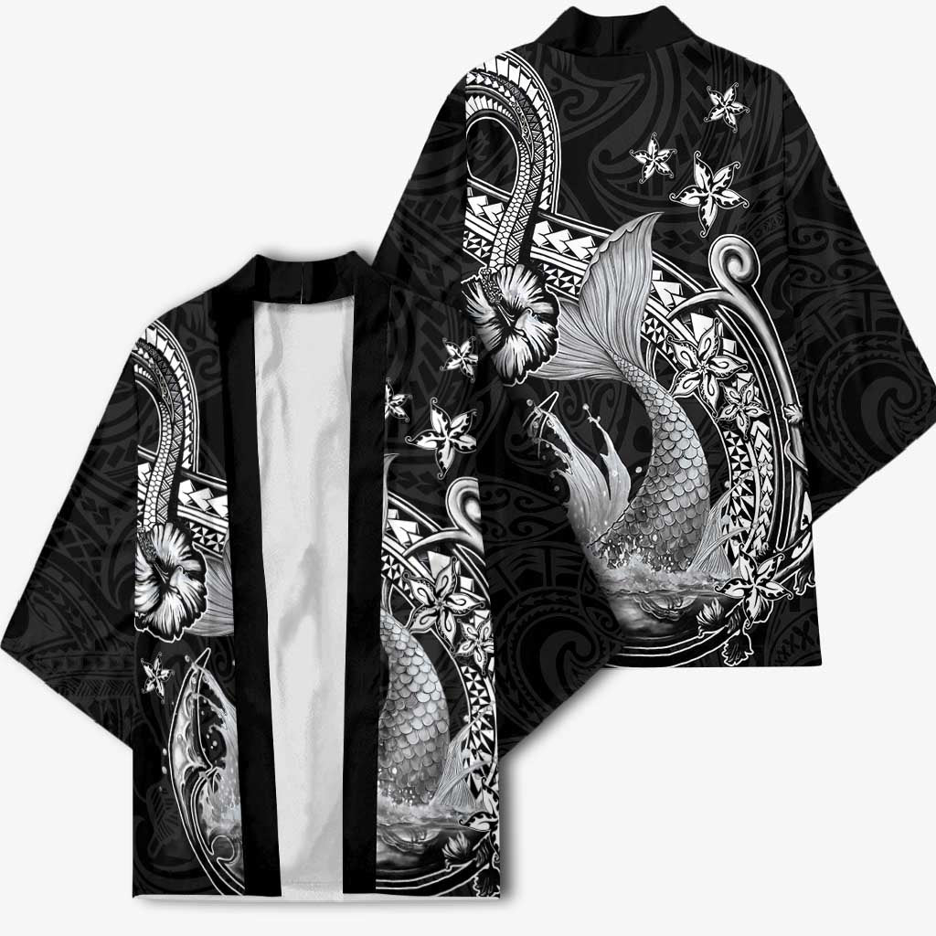 Hawaii Mermaid Monotone Kimono Polynesian Pattern Fish Hook