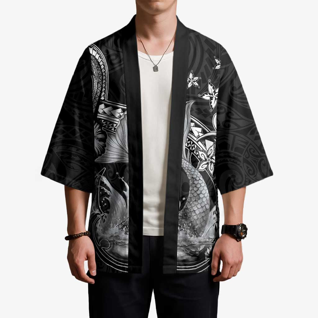 Hawaii Mermaid Monotone Kimono Polynesian Pattern Fish Hook