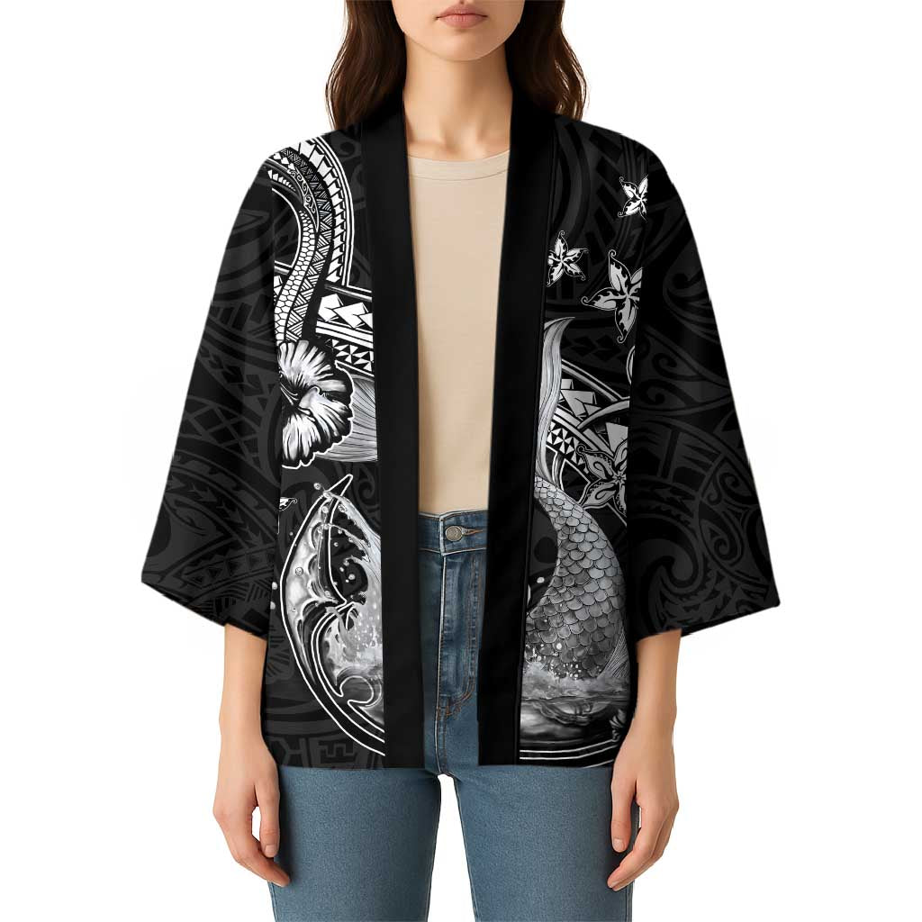 Hawaii Mermaid Monotone Kimono Polynesian Pattern Fish Hook