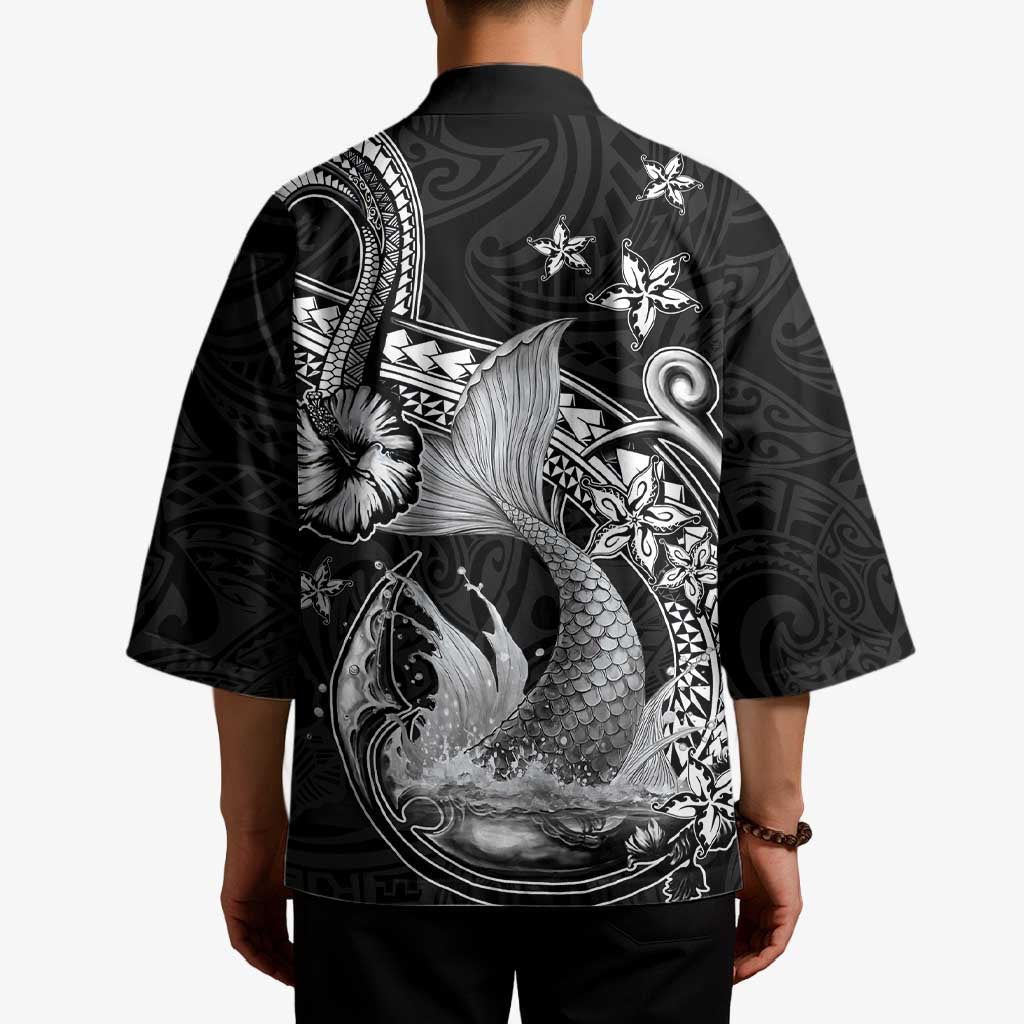 Hawaii Mermaid Monotone Kimono Polynesian Pattern Fish Hook
