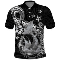 Hawaii Mermaid Monotone Polo Shirt Polynesian Pattern Fish Hook