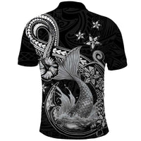 Hawaii Mermaid Monotone Polo Shirt Polynesian Pattern Fish Hook