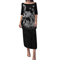 Hawaii Mermaid Monotone Puletasi Polynesian Pattern Fish Hook