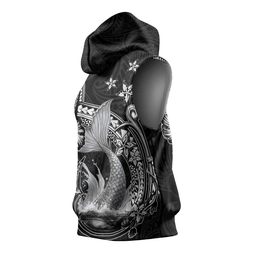 Hawaii Mermaid Monotone Sleeveless Hoodie Polynesian Pattern Fish Hook LT01 - Polynesian Pride