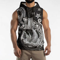 Hawaii Mermaid Monotone Sleeveless Hoodie Polynesian Pattern Fish Hook LT01 - Polynesian Pride