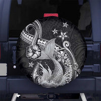 Hawaii Mermaid Monotone Spare Tire Cover Polynesian Pattern Fish Hook