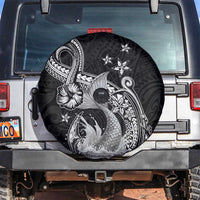 Hawaii Mermaid Monotone Spare Tire Cover Polynesian Pattern Fish Hook
