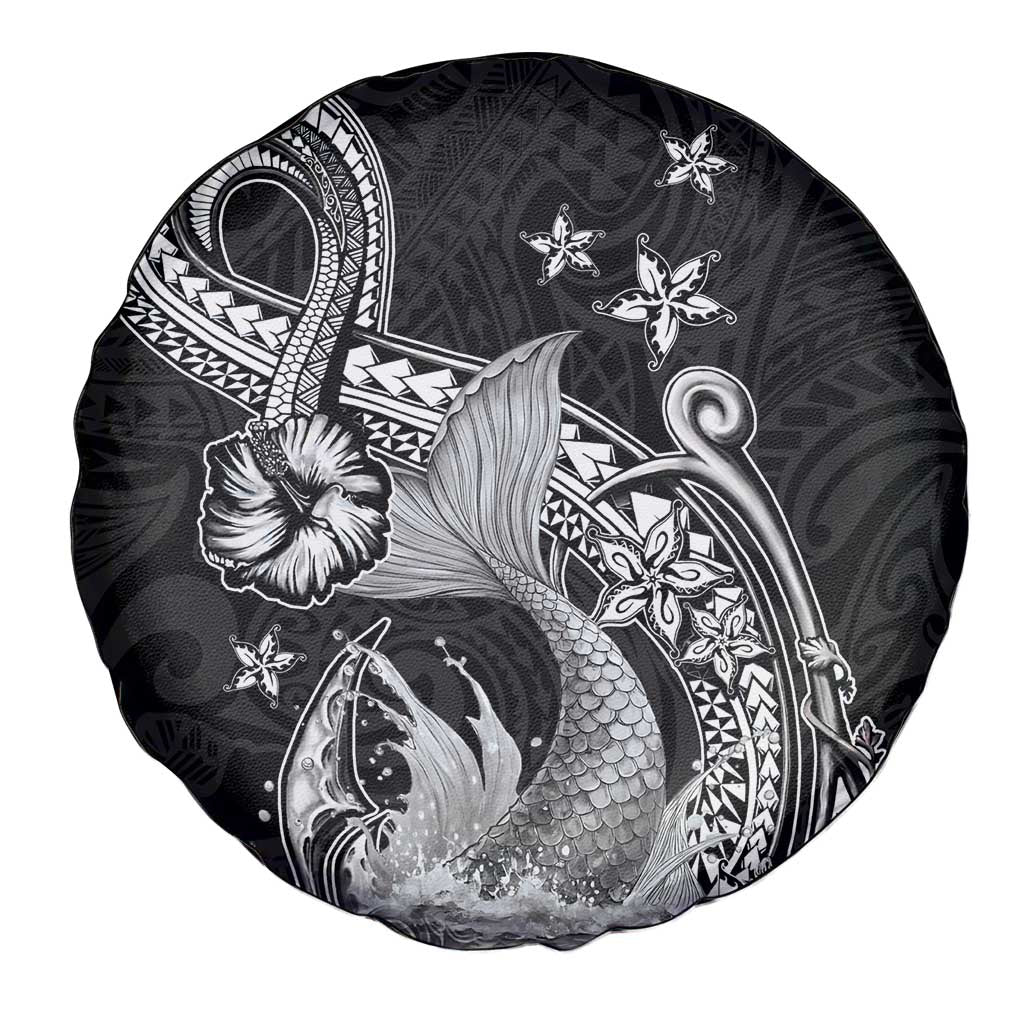 Hawaii Mermaid Monotone Spare Tire Cover Polynesian Pattern Fish Hook