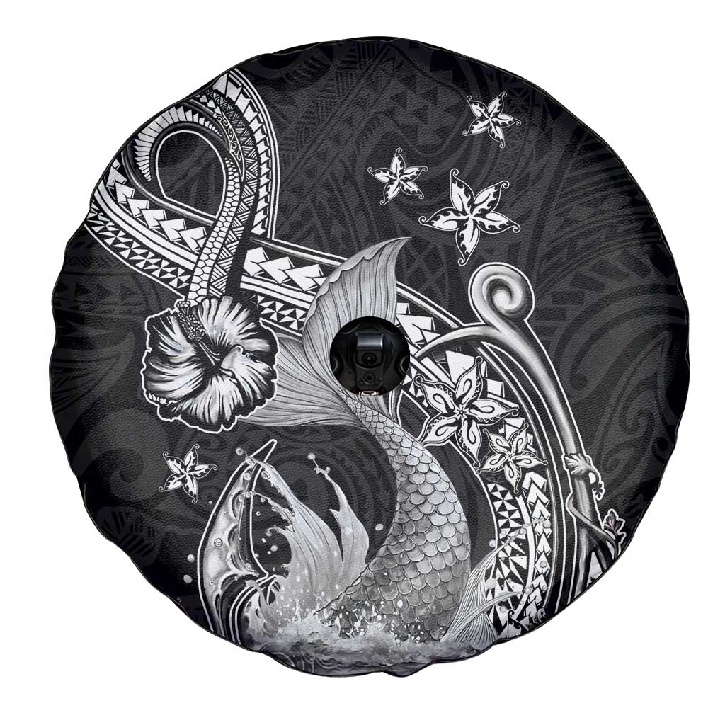 Hawaii Mermaid Monotone Spare Tire Cover Polynesian Pattern Fish Hook