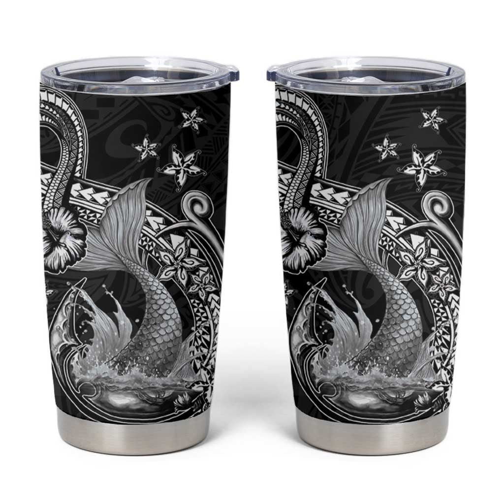 Hawaii Mermaid Monotone Tumbler Cup Polynesian Pattern Fish Hook