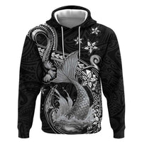 Hawaii Mermaid Monotone Zip Hoodie Polynesian Pattern Fish Hook LT01 Pullover Hoodie Black - Polynesian Pride