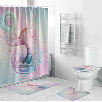 Hawaii Mermaid Sweet Pastel Bathroom Set Polynesian Pattern Fish Hook
