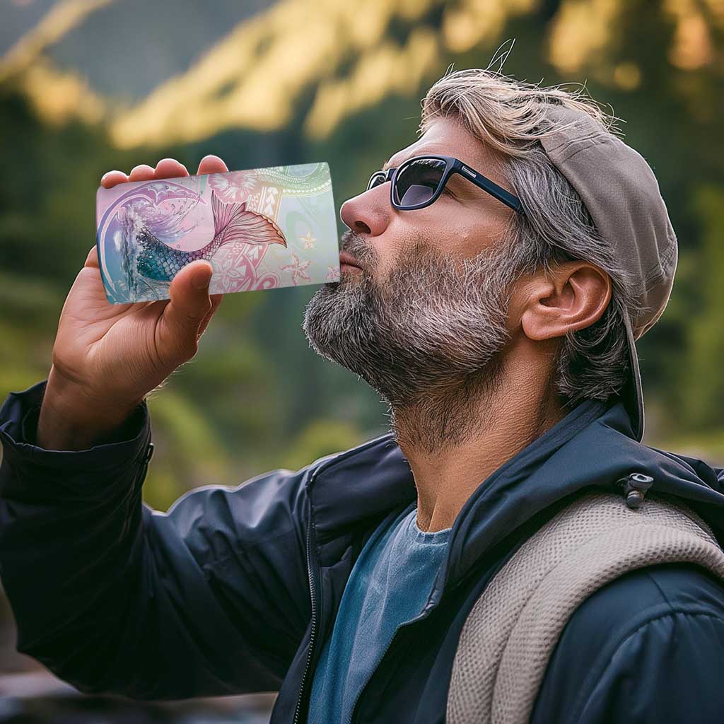 Hawaii Mermaid Sweet Pastel 4 in 1 Can Cooler Tumbler Polynesian Pattern Fish Hook